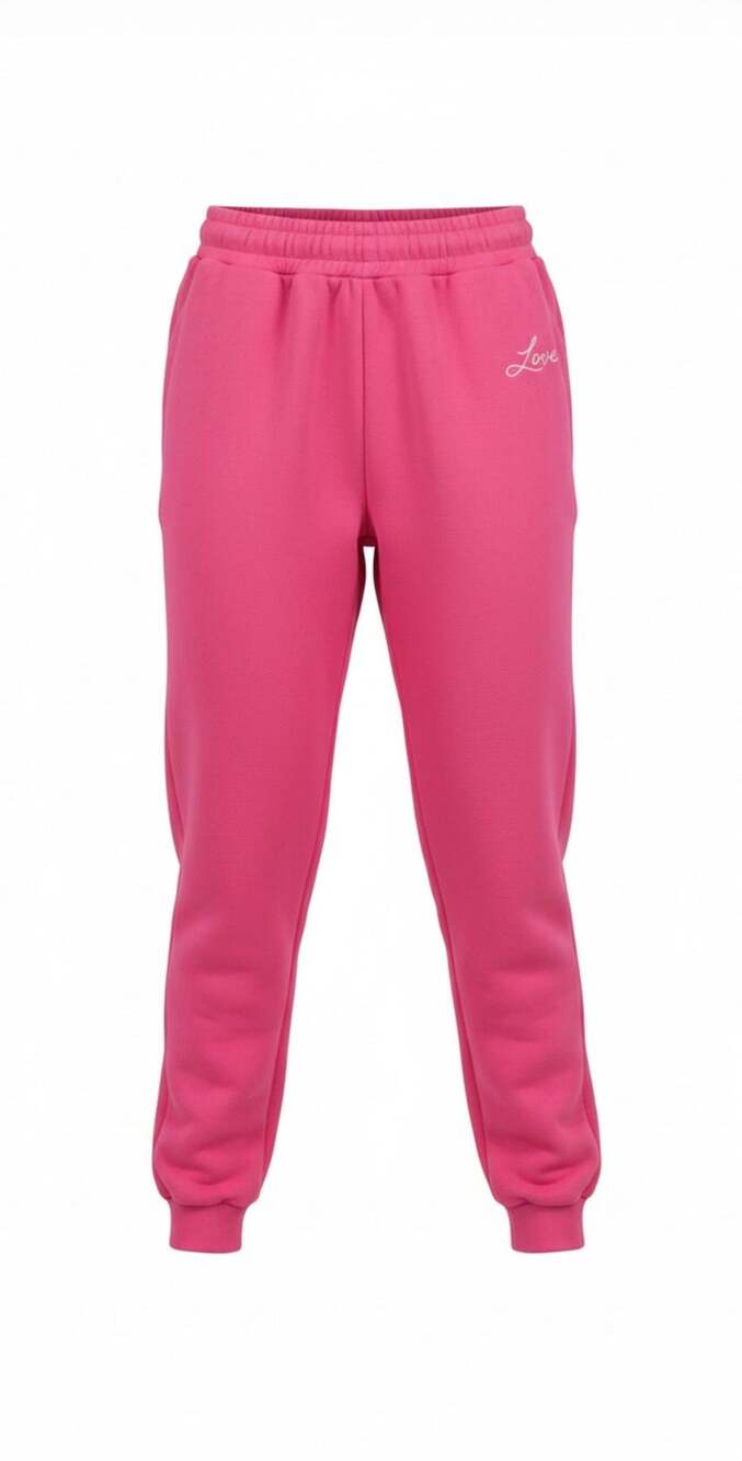 Bobbie Brooks Sweatpants Size 2X Pink Love Embroidered Joggers Fleece
